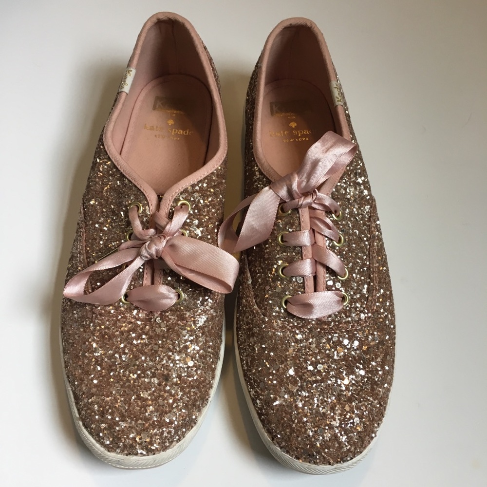 Kate Spade Keds Rose Gold Glitter Pink Sneakers